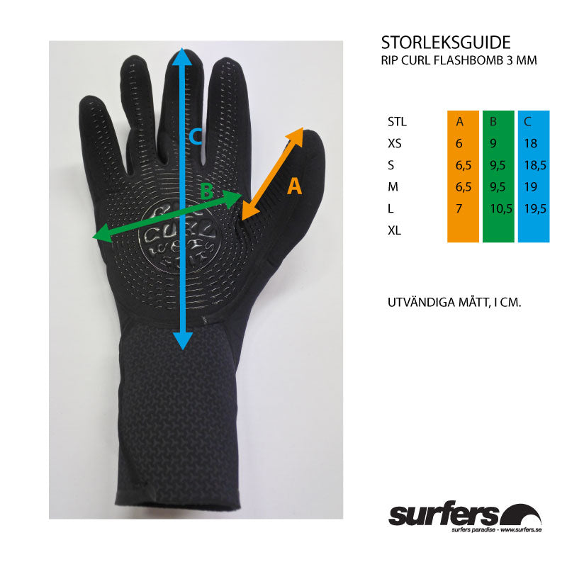 Femfingerhandske med E6 Flash-foder från Rip Curl