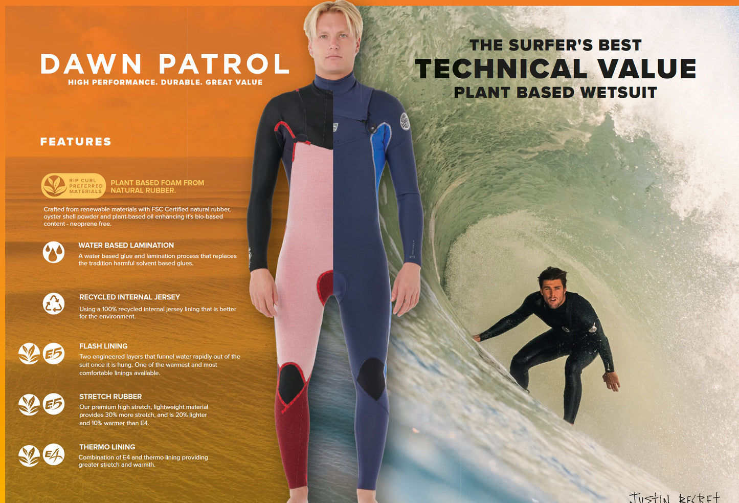 Rip Curl Dawn Patrol 6/4 Hooded 26 vintervåtdräkt framifrån