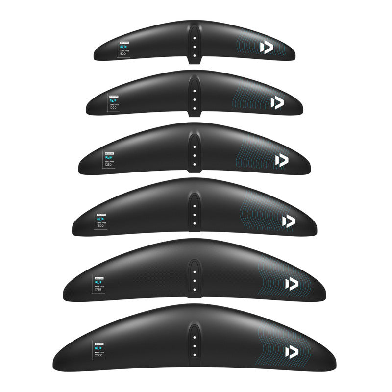 Aero Free foilvinge i olika storlekar – för wingfoil, SUP, prone och windsurfing, med låg dragprofil och stabilt lyft.