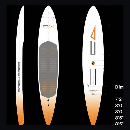 Code Foils Downwind SUP Board studio CAD-vy profil och däck