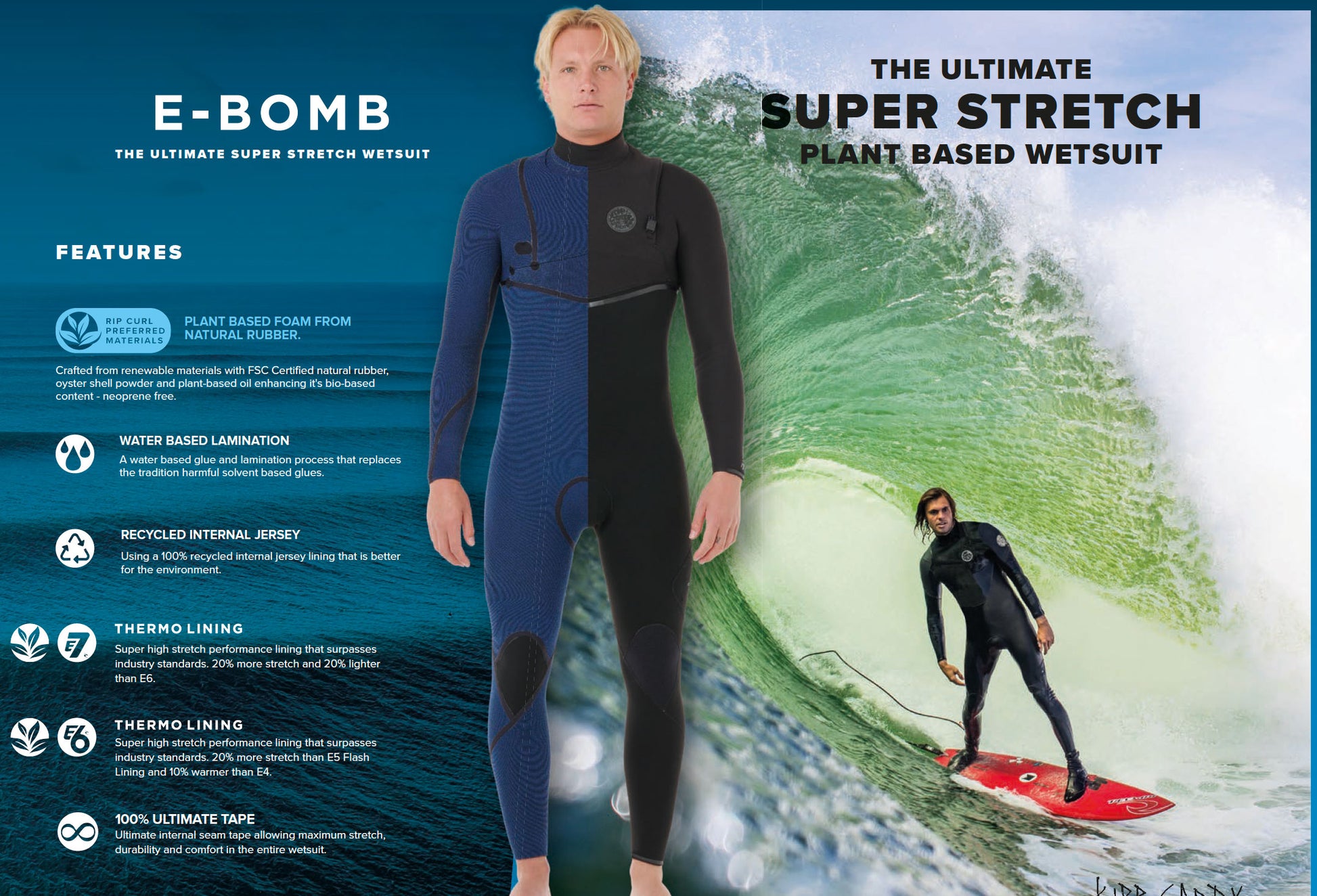 Rip Curl E-Bomb 5/4 Hooded Zip Free 26 våtdräkt framifrån